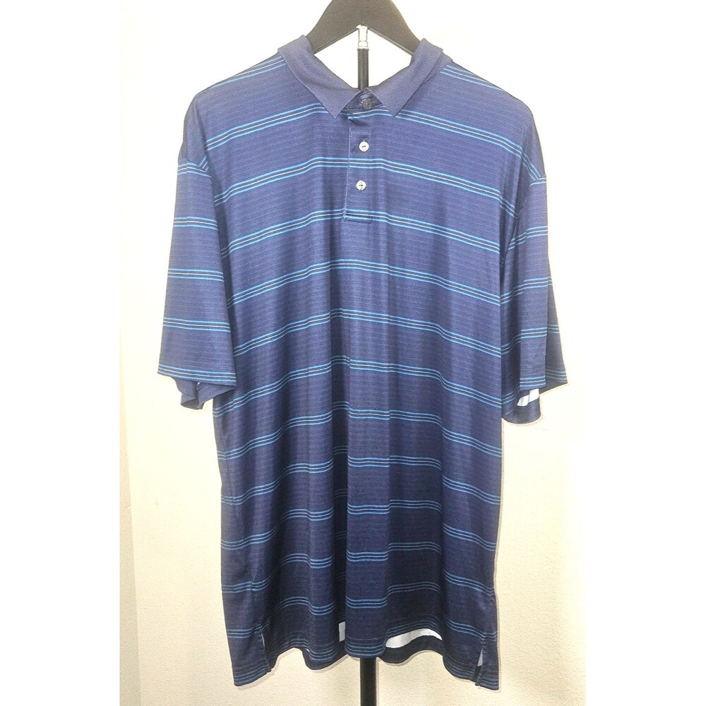 Ben Hogan Polo Shirt Mens XL Blue Striped Performance Golf Stretch Athletic